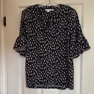 Chico's Black and White Flutter Sleeve Blouse